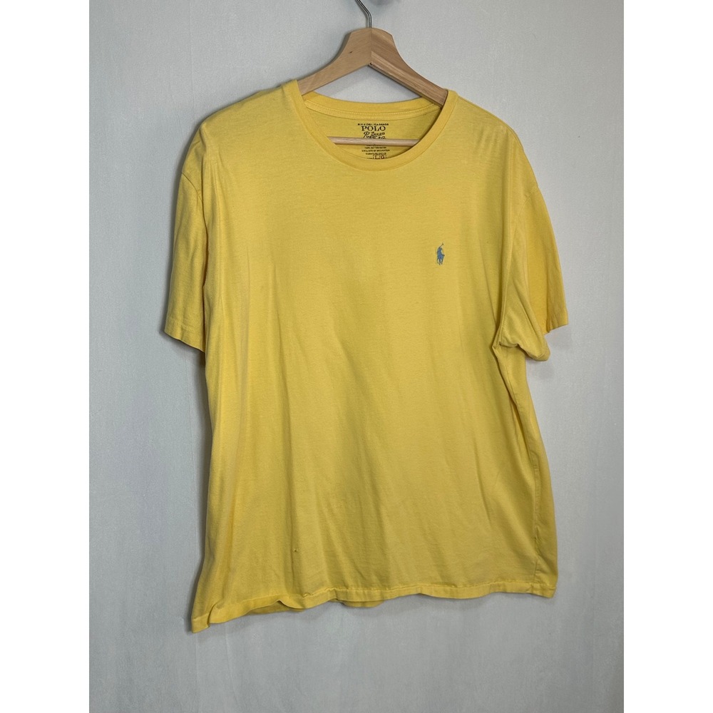 Vintage‎ Polo Ralph Lauren Mens Yellow Short Sleeve Cotton Pony Logo T-Shirt - L